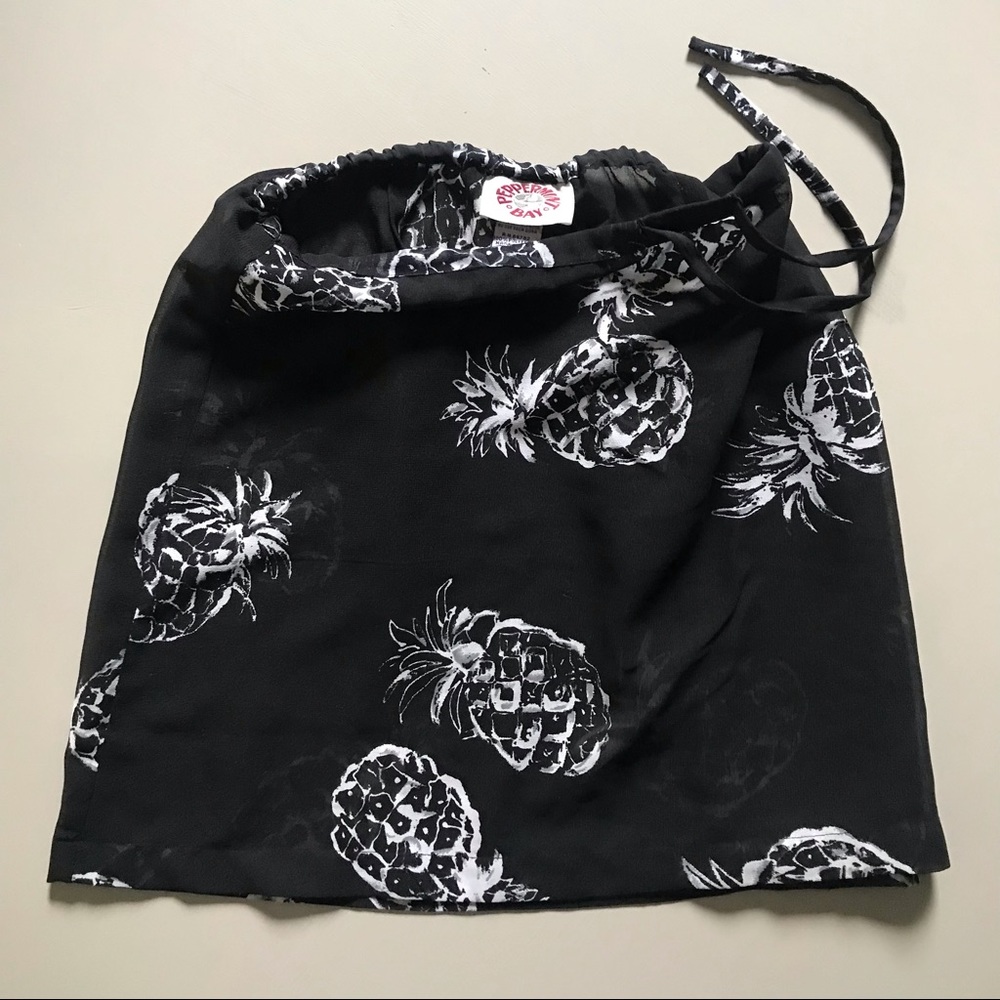 Peppermint Bay Sheer Wrap Waist Pineapple Print Beach Coverup Swim Skirt Sarong
